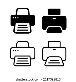 Printer Icons Set In Flat Style Vector Illustration. Machine, Device, Print, Printing Symbols