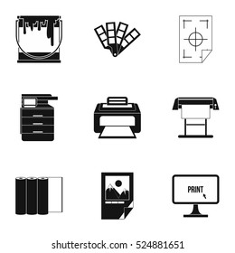 Printer icons set. Simple illustration of 9 printer vector icons for web