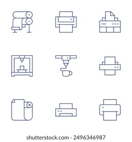 Printer icons set. Thin Line style, editable stroke. paperroll, printer.