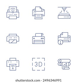 Printer icons set. Thin Line style, editable stroke. laser, alert, offset, printer.