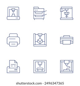 Printer icons set. Thin Line style, editable stroke. printer, multifunctionprinter.