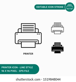 Printer icons set vector illustration with icon line style. Computer printer symbol. Editable stroke icon on isolated white background for web design, user interface,  and mobile application