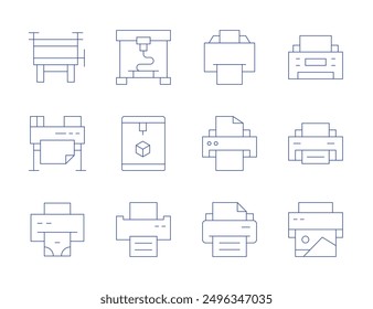 Printer icons. Thin Line style, editable stroke. printingmachine, printing, print, printer.