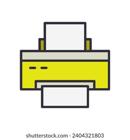 Printer illustrated on white background