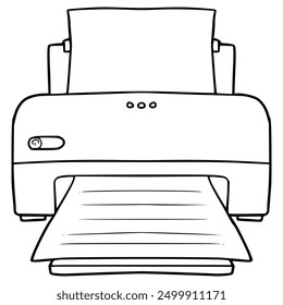 printer illustration hand drawn outline isolated vector