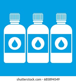 Printer ink bottles icon white isolated on blue background vector illustration