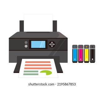Cartuchos de tinta de impresora . Ilustración vectorial. Iconos.