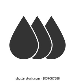 Printer ink glyph icon. Liquid drops. Silhouette symbol. Negative space. Vector isolated illustration