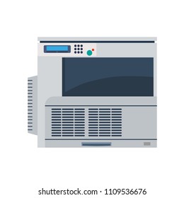 Printer isolated office sign machine vector. Print web paper icon device. Laser 3d plastic pictogram industrial. Electronics tool technology model ink Multifunction business document scanner jet copy
