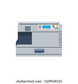 Printer isolated office sign machine vector. Print web paper icon device. Laser 3d plastic pictogram industrial. Electronics tool technology model ink. Multifunction business document scanner jet copy