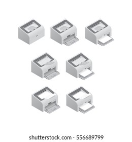 printer Isometric Vector Illustration Created For Mobile, Web, Decor, Print Products, Application on white background