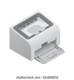 Printer Isometric Vector Illustration Created For Mobile, Web, Decor, Print Products, Application on white background