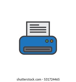 Printer line icon, filled outline vector sign, linear colorful pictogram isolated on white. Symbol, logo illustration