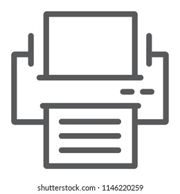 Printer line icon, office and work, fax sign, vector graphics, a linear pattern on a white background, eps 10.