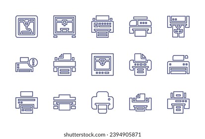 Printer line icon set. Editable stroke. Vector illustration. Containing printer, 3d printer.