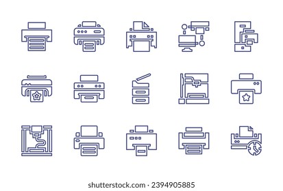 Printer line icon set. Editable stroke. Vector illustration. Containing printing, 3d printer, printer.