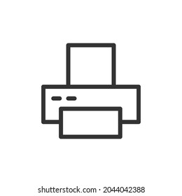 Printer line icon, sign or symbol. Premium pictogram in trendy outline style. Printer pixel perfect vector icon isolated on a white background. 
