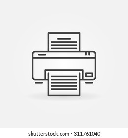 Printer linear icon - vector thin line printing printer symbol or logo 