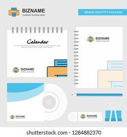 Printer Logo, Calendar Template, CD Cover, Diary and USB Brand Stationary Package Design Vector Template