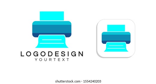 printer logo design. icon app smartphone color full