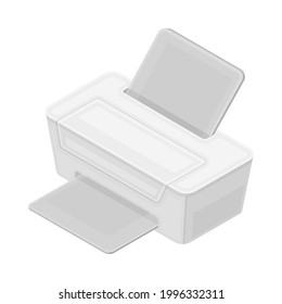 Printer Machine as Wireless Network Communication Technology Isometric Vector Illustration