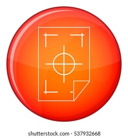 Printer marks on a paper icon in red circle isolated on white background vector illustration