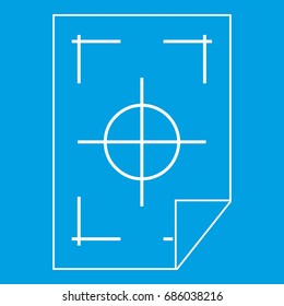 Printer marks on a paper icon white isolated on blue background vector illustration