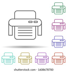 Printer multi color icon. Simple thin line, outline vector of web icons for ui and ux, website or mobile application