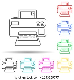 Icono de estilo multicolor de impresora. Línea delgada simple, contorno vectorial de iconos de medios para ui y ux, sitio web o aplicación móvil