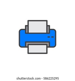 Printer ne icon, filled outline vector sign, linear colorful pictogram isolated on white. Symbol, logo illustration