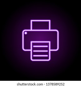 Printer neon icon. Elements of business set. Simple icon for websites, web design, mobile app, info graphics
