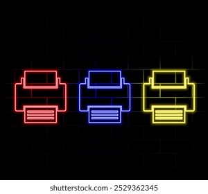 Printer Neon Label. Vector Illustration of Electronics Promotion..
