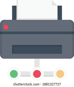 printer network vector flat colour icon