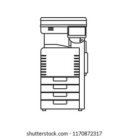 Printer office line icon isolated on white background. Outline thin business equipment technology vector.