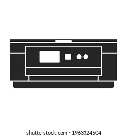 Printer office vector black icon. Vector illustration printer on white background. Isolated black illustration icon of office machine.