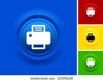 printer on Blue Bevel Round Button