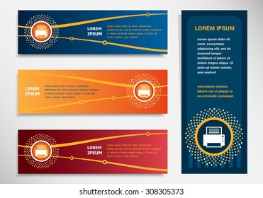 Printer on modern abstract flyer, banner, brochure design template. Collection for Business