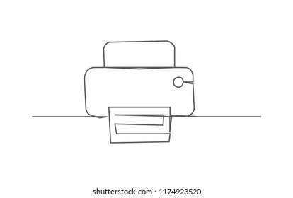 Printer One line drawing on white
