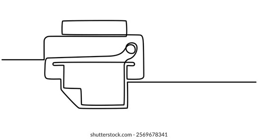 printer outline coloring book page line art illustration digital drawing, Printer silhouette icon, continuous one line drawing, large printer icon isolated on white background, Printing document.