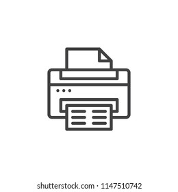 Printer outline icon. linear style sign for mobile concept and web design. Paper Print simple line vector icon. Symbol, logo illustration. Pixel perfect vector graphics
