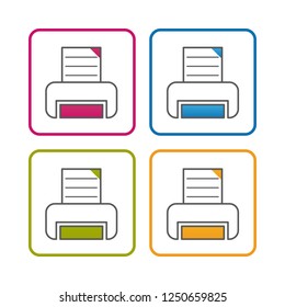 Printer - Outline Styled Icon - Editable Stroke - Vector Illustration - Isolated On White Background