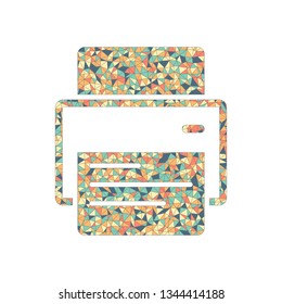 printer and paper. Colored mosaic with polygons