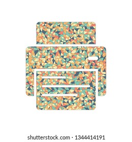 printer and paper. Colored mosaic with polygons