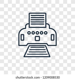 Printer with paper concept vector linear icon isolated on transparent background, Printer with paper concept transparency concept in outline style