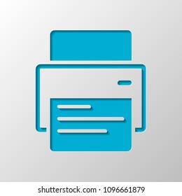 printer and paper. Paper design. Cutted symbol with shadow