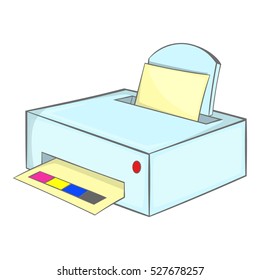 Printer with paper icon. Cartoon illustration of printer with paper vector icon for web design