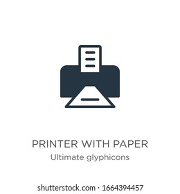 Printer with paper icon vector. Trendy flat printer with paper icon from ultimate glyphicons collection isolated on white background. Vector illustration can be used for web and mobile graphic design,