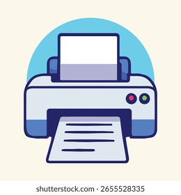 A Printer with paper illustration Cartoon icon