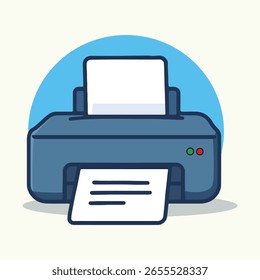 Una impresora con ilustración de papel Icono de dibujos animados