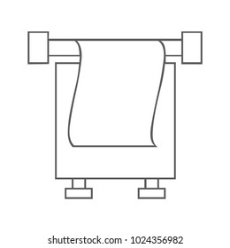 Printer with paper outline silhouette icon. Vector Illustration isolated on white.